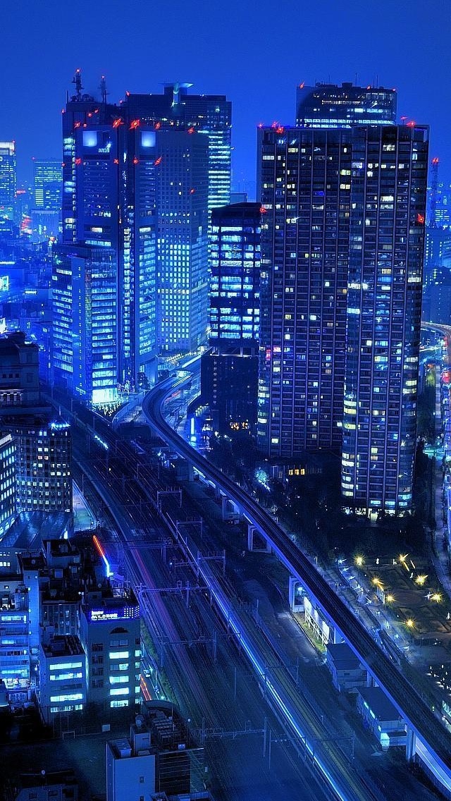 Night City view iPhone 5 wallpaper 640*1136